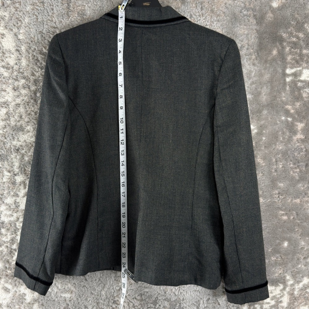 Koret Petites Size 10p Velvet Trim Professional Career Blazer Gray Long Sleeve - Picture 3 of 8